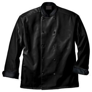Aramark Vestis Double Breasted Linen Chef’s Coat Unisex LARGE (GO2487), Black